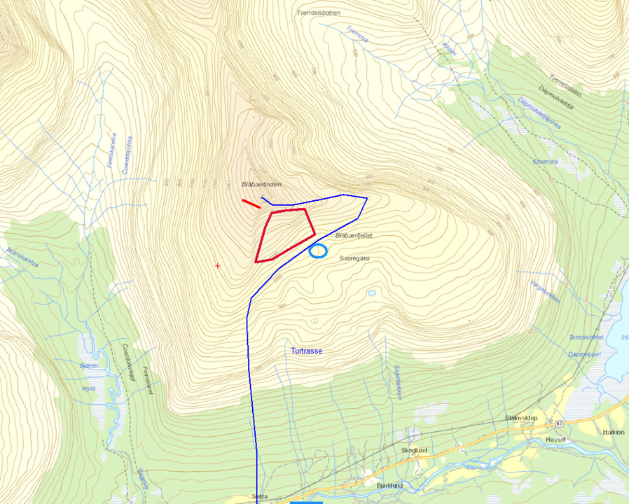 Kart over Blåbærfjellet