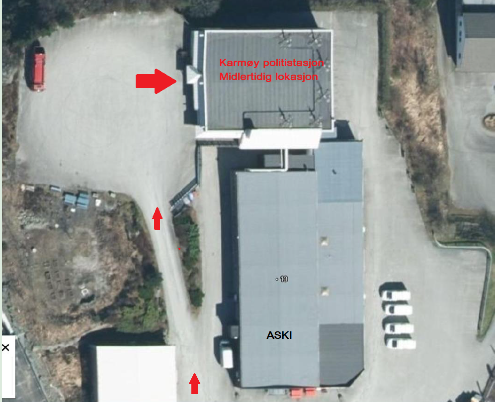 Her vises inngangen til den midlertidige politistasjonen.