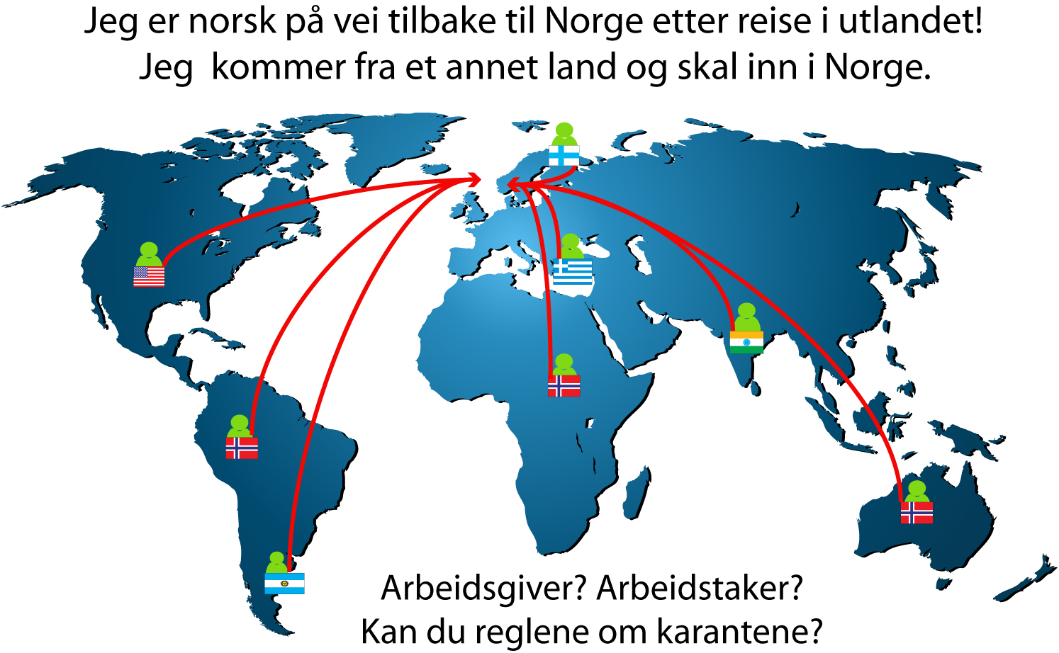 Skisse som viser arbeidsreiser og Korona