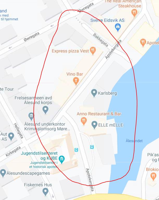 Kartutsnitt Ålesund
