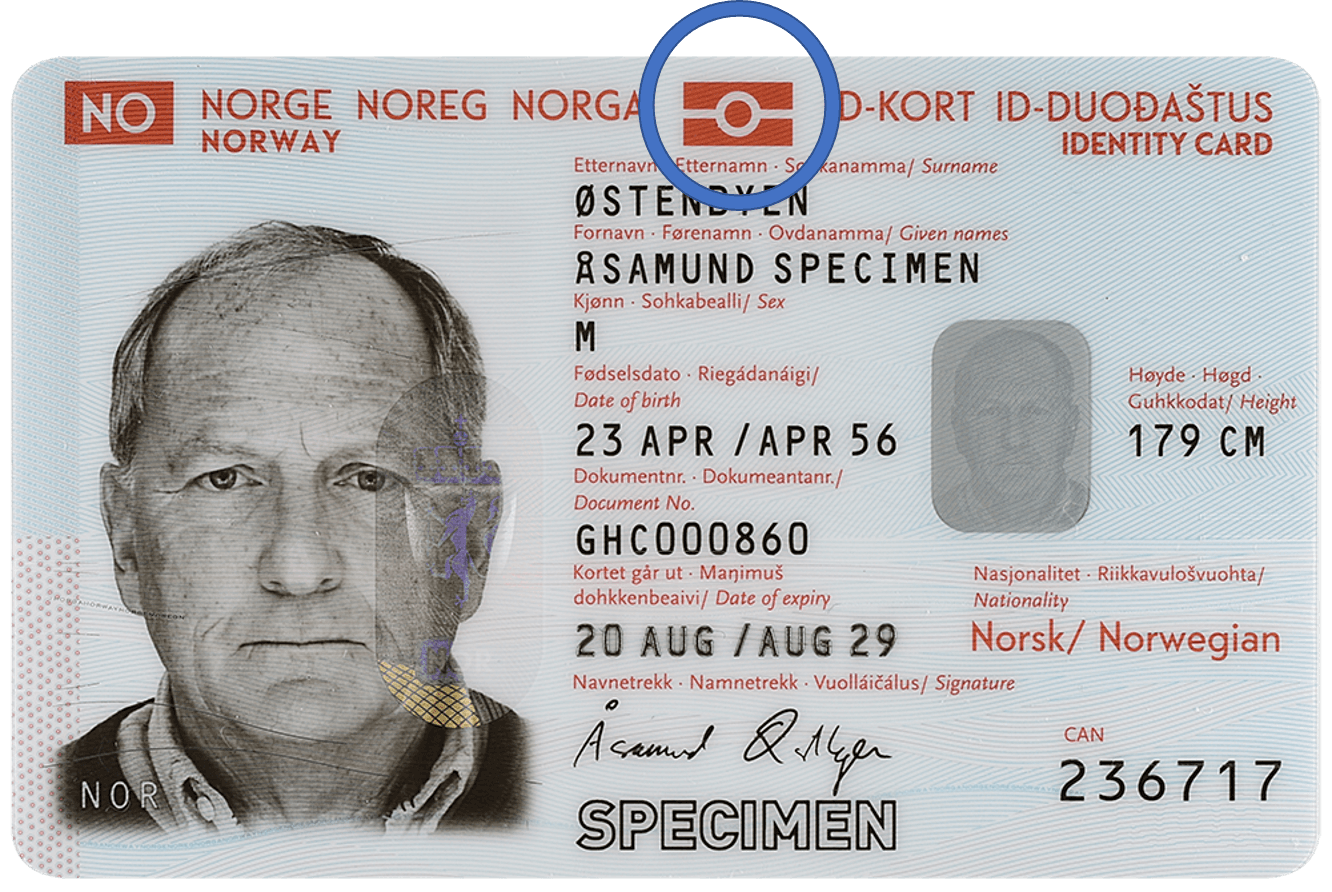Example of the required chip symbol in your passport or national ID card
