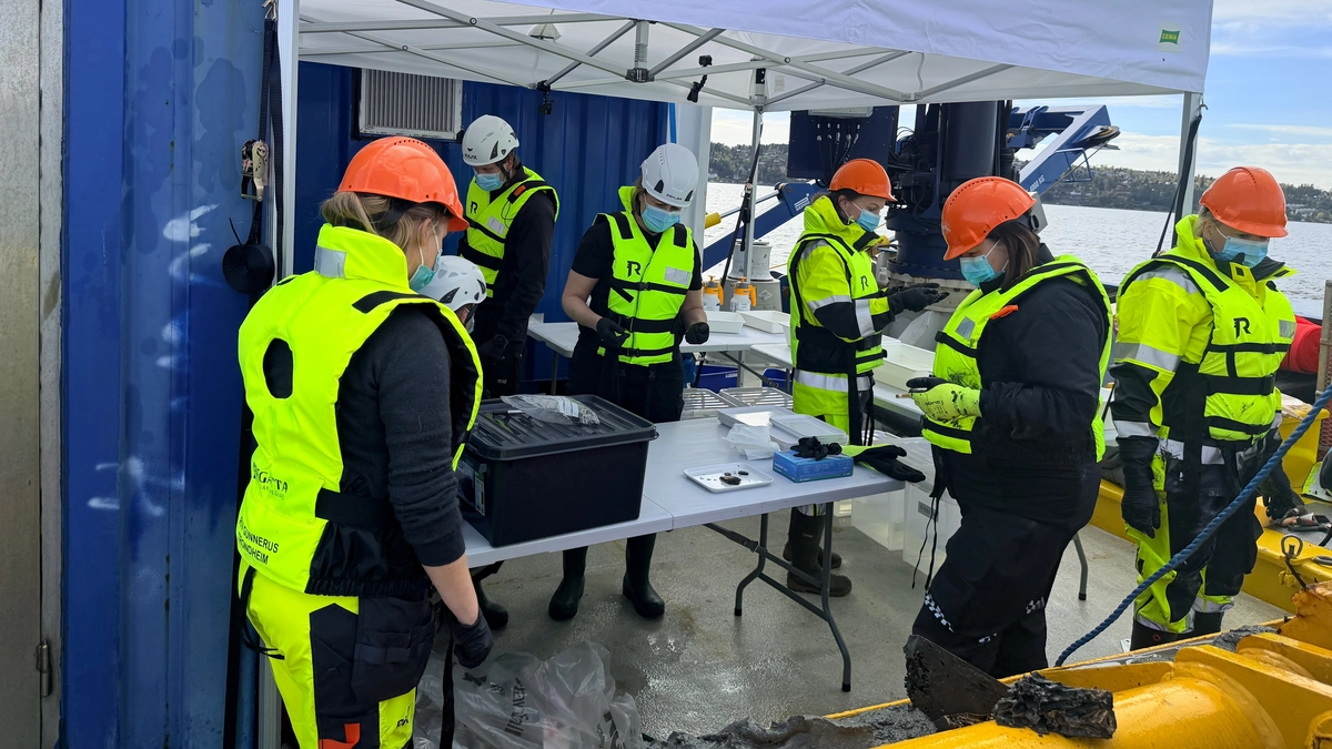 Foto av mennesker som arbeider på skipet 