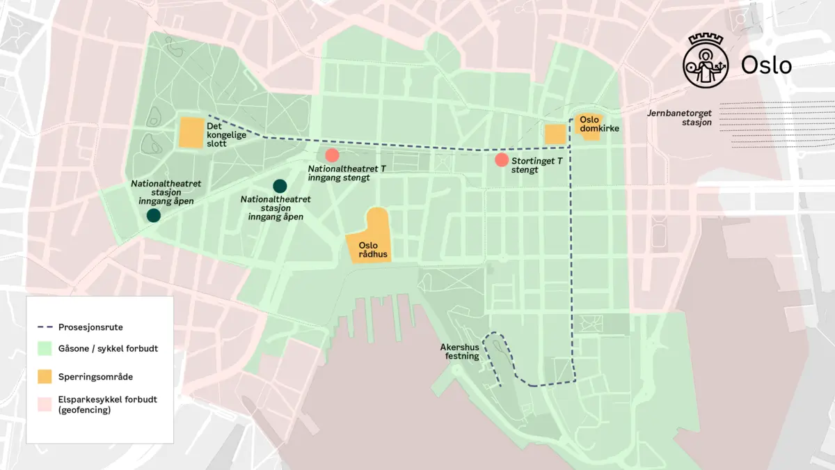 Område sperret for trafikk og elsparkesykler